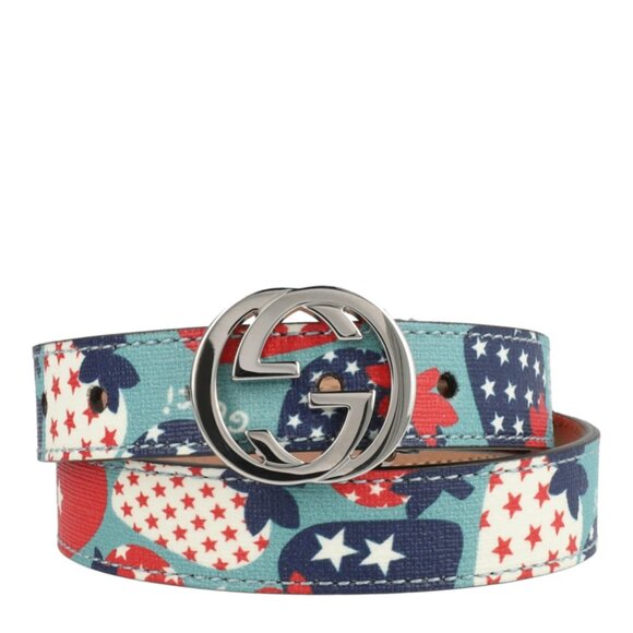 Gucci Kids Strawberry Printed Belt Multi Size M - Picture 1 of 11